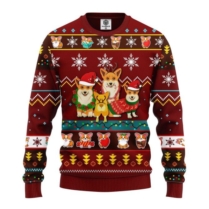 Corgi Christmas Sweater - Festive Holiday Dog Design, Unisex Ugly Knit Pullover