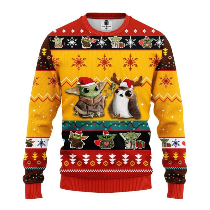 Baby Yoda Cute Ugly Christmas Sweater Yellow 1 Amazing Gift Idea Thanksgiving Gift - Image 3