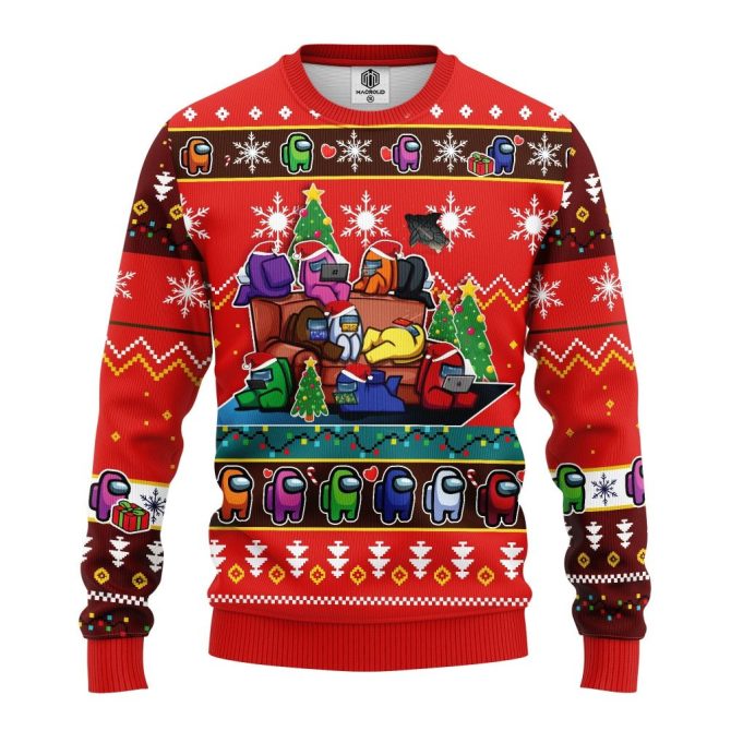 Among Us Ugly Christmas Sweater Red Amazing Gift Idea Thanksgiving Gift - Image 3