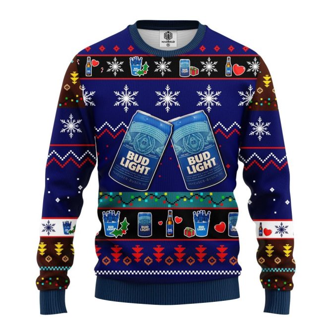 Bud Light Ugly Christmas Sweater Blue 1 Amazing Gift Idea Thanksgiving Gift - Image 3