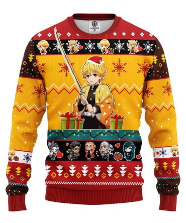 Agatsuma Zenitsu Demon Slayer Ugly Christmas Sweater Yellow 1 Amazing Gift Idea Thanksgiving Gift