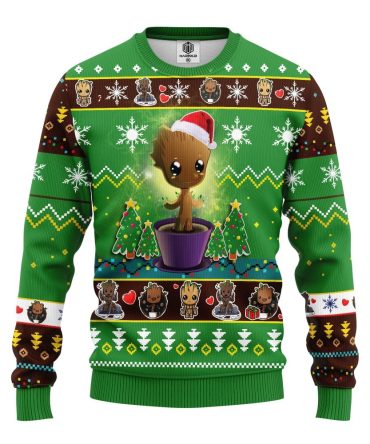 Baby Groot Ugly Christmas Sweater Green- Amazing Gift Idea Thanksgiving Gift