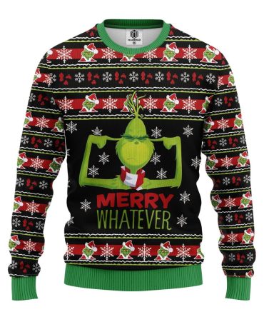 Funny Grinch Christmas Sweater - 'Merry Whatever' Ugly Holiday Pullover - Perfect Festive Gift!