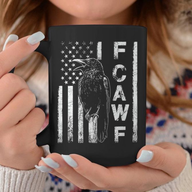 F Caw F Crow With Usa Flag Coffee Mug - Image 2