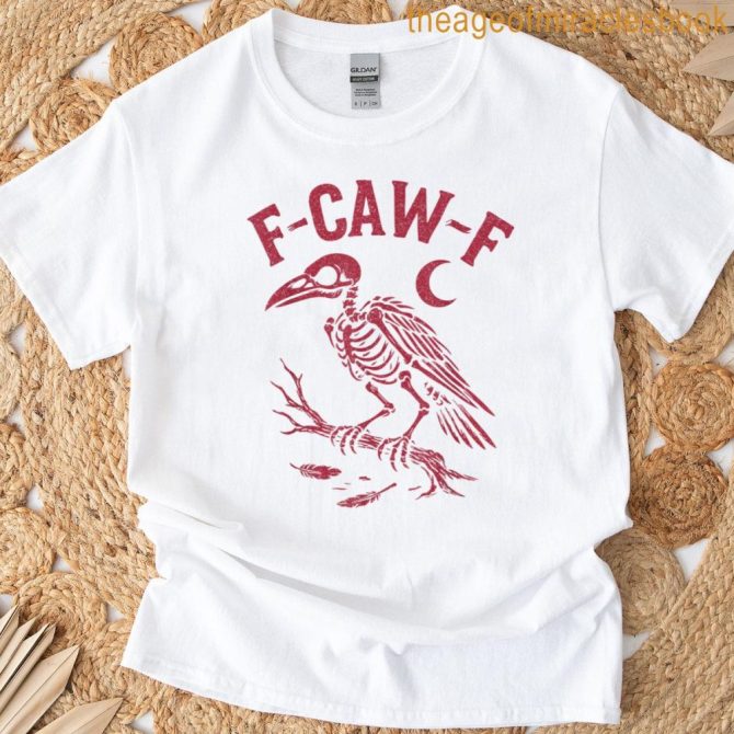 Funny Skeleton Raven F Caw F Vintage Bird Skull F-Caw-F T-Shirt