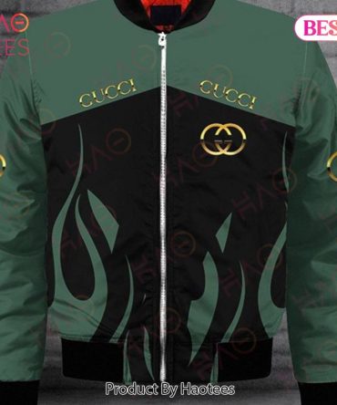 Stylish Green & Black Flame Design Bomber Jacket - Trendy Streetwear Essential