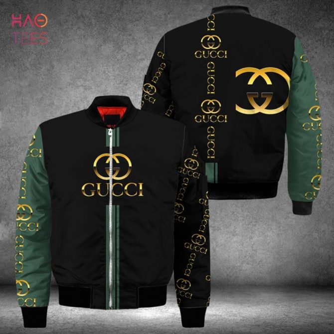 Hot Gucci Luxury Brand Black Mix Green Bomber Jacket Limited Edition