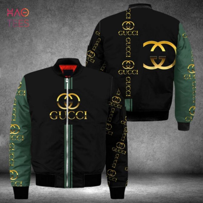 Hot Gucci Luxury Brand Black Mix Green Bomber Jacket Limited Edition - Image 2