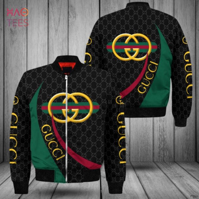 Hot Gucci Luxury Brand Green Mix Black Bomber Jacket Limited Edition - Image 2