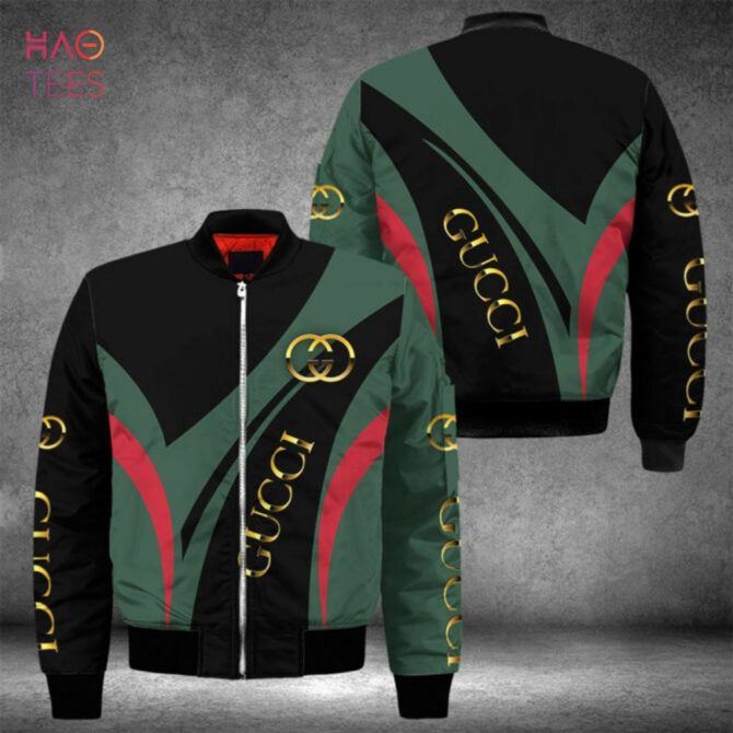 Best Gucci Luxury Brand Green Mix Black Bomber Jacket Limited Edition - Image 2