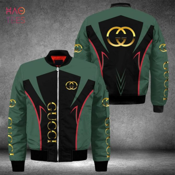 The Best Gucci Luxury Brand Green Mix Black Bomber Jacket Limited Edition - Image 2