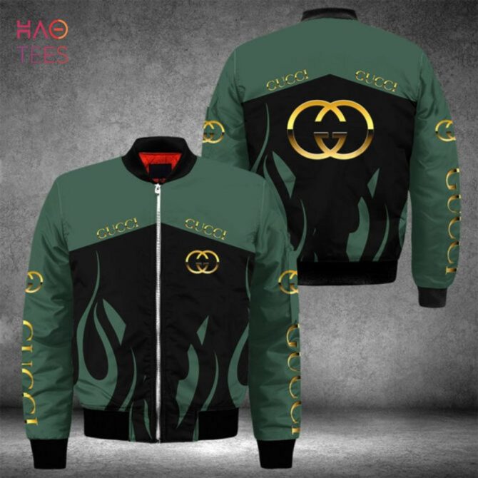 New Gucci Luxury Brand Green Mix Black Bomber Jacket Limited Edition - Image 2