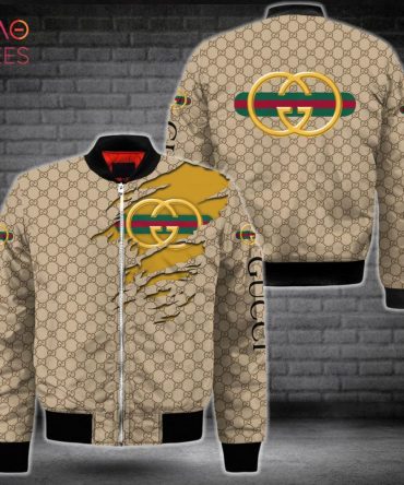 Hot Gucci Luxury Brand Light Brown Bomber Jacket Limited Edition