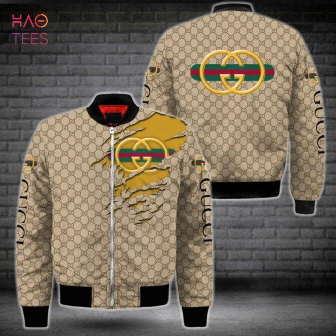 Hot Gucci Luxury Brand Light Brown Bomber Jacket Limited Edition - Image 2