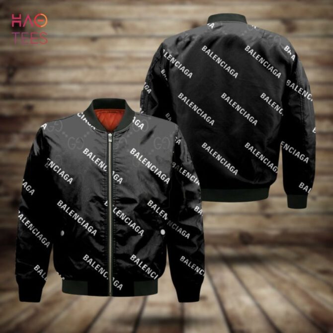 Stylish Black Designer Bomber Jacket - Trendy Logo Print, Unisex Fashion - Image 2