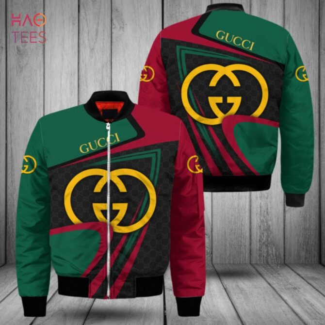 New Gucci Luxury Brand Red Green Mix Gold Logo Bomber Jacket Limited Edition - Image 2