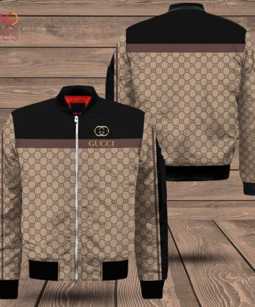 Best Gucci Luxury Brand Brown Mix Black Bomber Jacket Limited Edition