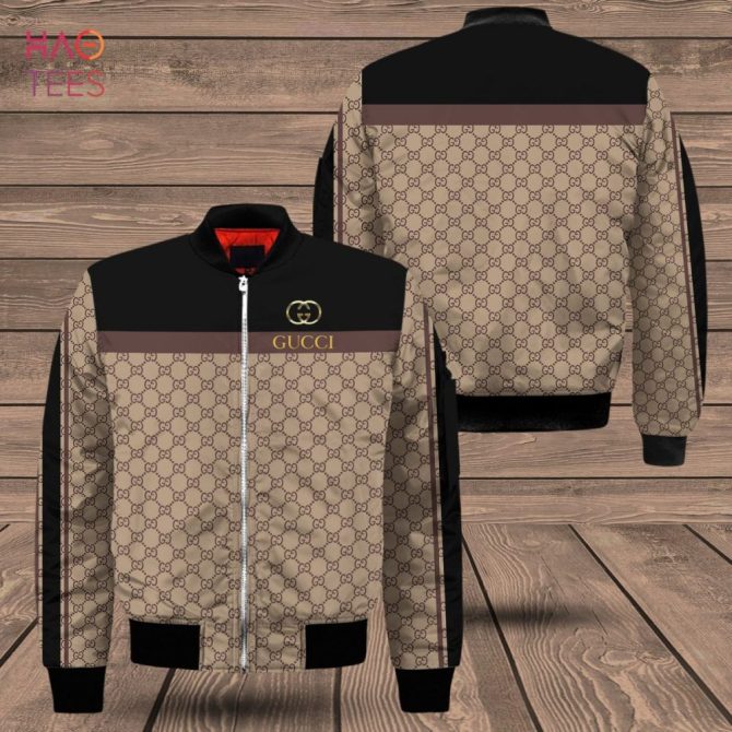 Best Gucci Luxury Brand Brown Mix Black Bomber Jacket Limited Edition
