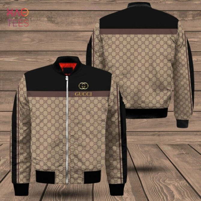 Best Gucci Luxury Brand Brown Mix Black Bomber Jacket Limited Edition - Image 2