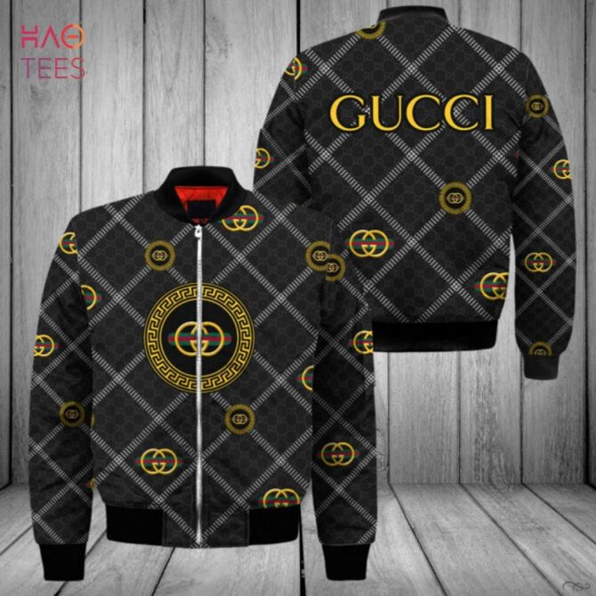 THE BEST Gucci Luxury Brand Square Pattern Bomber Jacket POD Design - Image 2