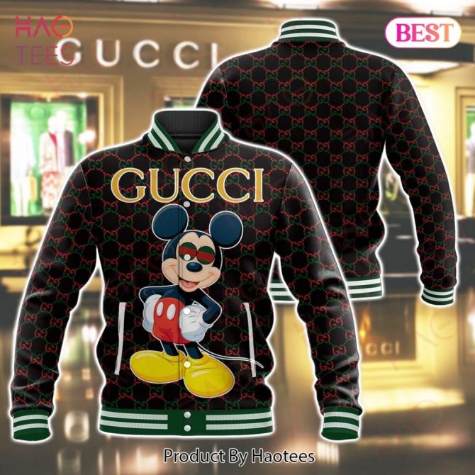 Best Gucci Mix Mickey New Fashion Varsity Jacket