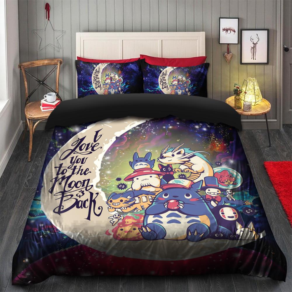 Ghibli Character Love You To The Moon Galaxy Bedding Set Duvet Cover And 2 Pillowcases - Image 2