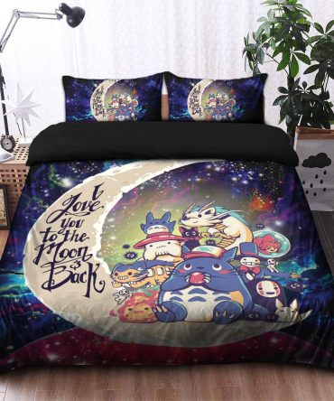 Ghibli Character Love You To The Moon Galaxy Bedding Set Duvet Cover And 2 Pillowcases