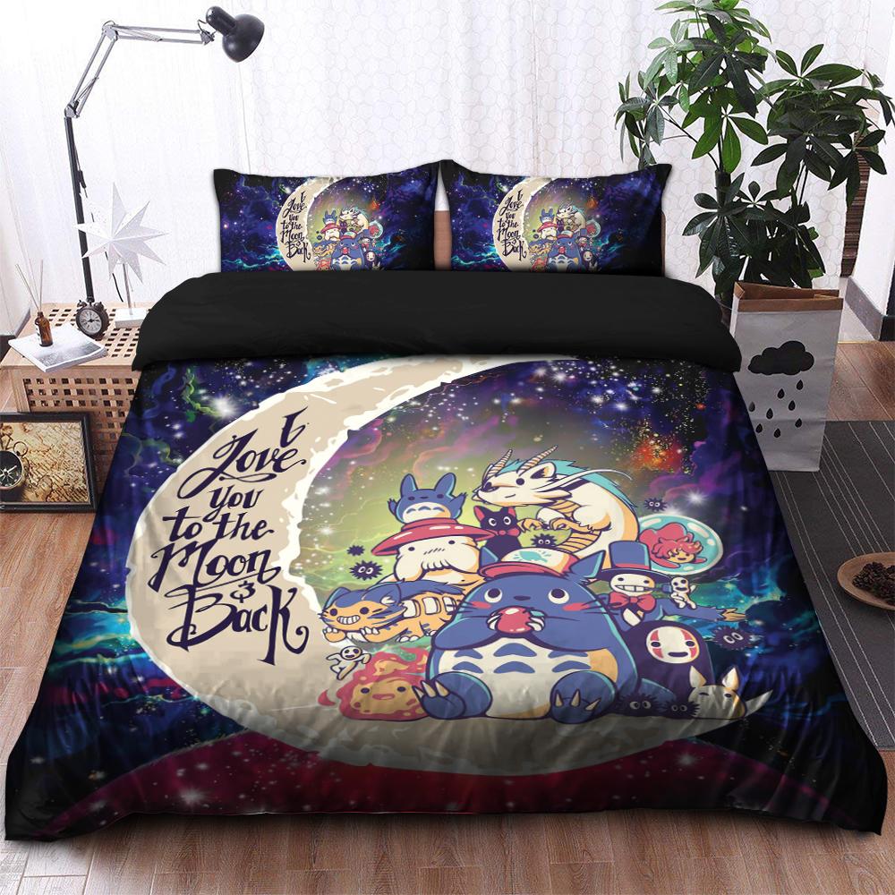 Ghibli Character Love You To The Moon Galaxy Bedding Set Duvet Cover And 2 Pillowcases