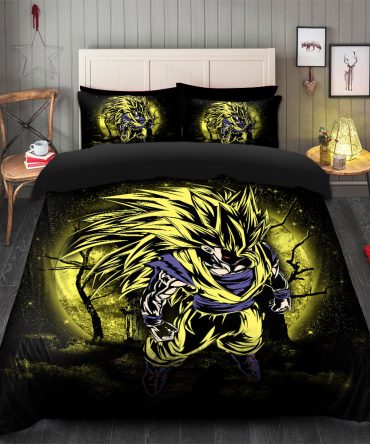 Goku Super Saiyan 3 Dragon Ball Moonlight Bedding Set Duvet Cover And 2 Pillowcases