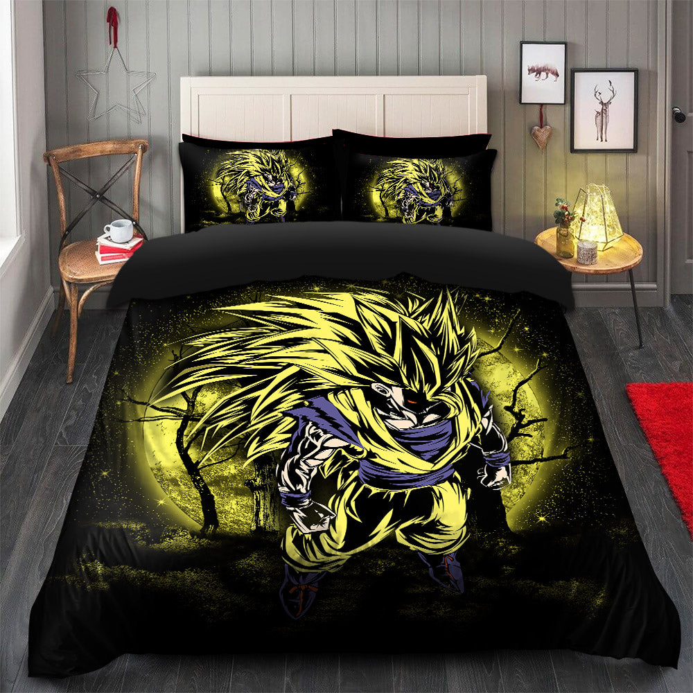 Goku Super Saiyan 3 Dragon Ball Moonlight Bedding Set Duvet Cover And 2 Pillowcases