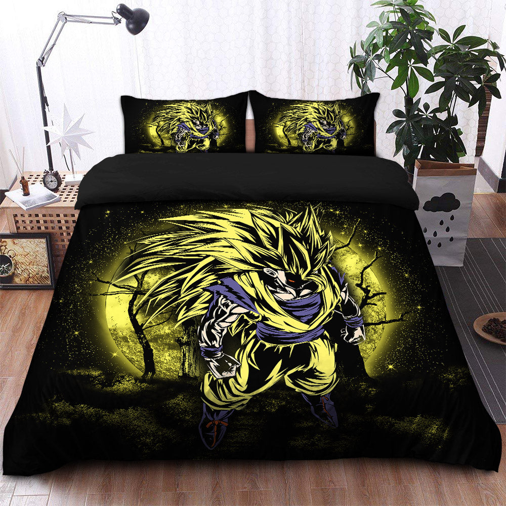 Goku Super Saiyan 3 Dragon Ball Moonlight Bedding Set Duvet Cover And 2 Pillowcases - Image 2