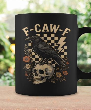Halloween F Caw F Black Raven Bird F-Caw-F Crow Checkered Coffee Mug