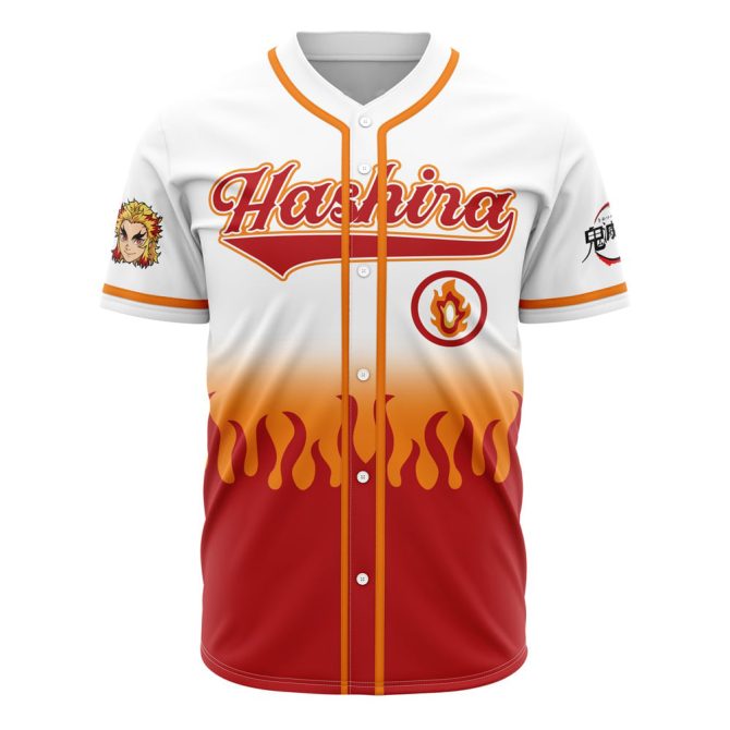 Flame Hashira Baseball Jersey - Anime-Inspired Sports Shirt For Fans