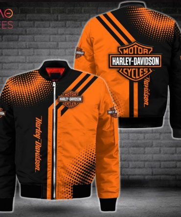 Harley-Davidson Men'S Orange & Black Bomber Jacket - Stylish Motorcycle Gear