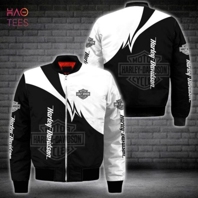 Stylish Harley-Davidson Black & White Bomber Jacket – Bold Design, Premium Quality - Image 2