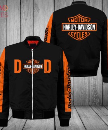 Stylish Harley Davidson Bomber Jacket - Black & Orange, Iconic Logo, Premium Quality