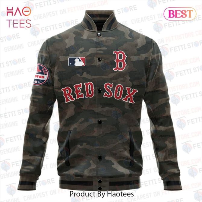 Boston Red Sox Camo Bomber Jacket - Stylish Mlb Fan Gear For All Seasons - Image 2