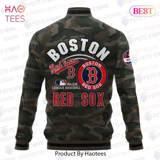 Boston Red Sox Camo Bomber Jacket - Stylish Mlb Fan Gear For All Seasons - Image 3