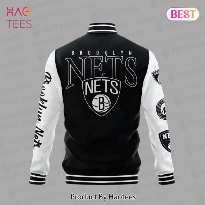 Brooklyn Nets Varsity Jacket – Stylish Black & White Sportswear For Fans - Image 3