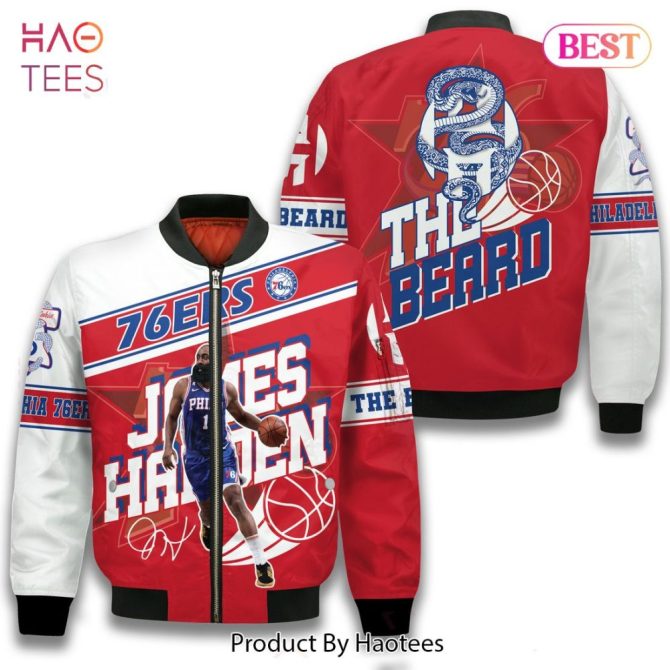 Hot James Harden Philadelphia 76Ers Pattern Personalized Name 3D Bomber Jacket Gift For Fan