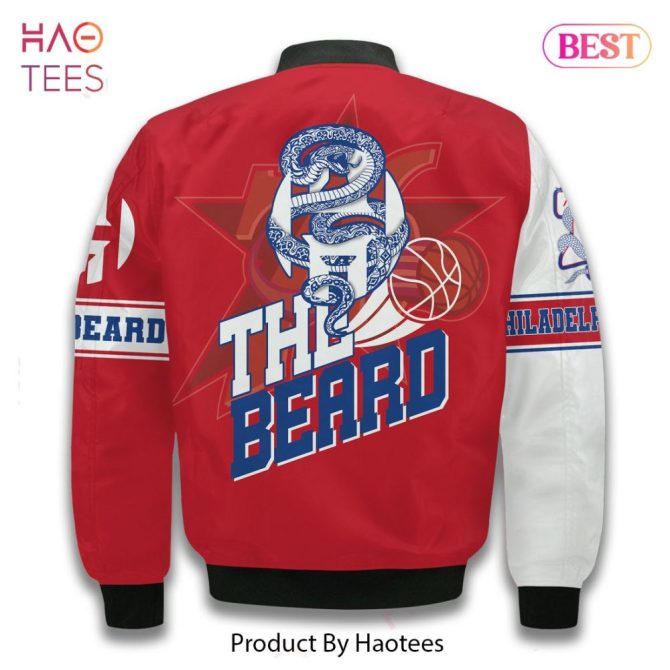 Hot James Harden Philadelphia 76Ers Pattern Personalized Name 3D Bomber Jacket Gift For Fan - Image 3