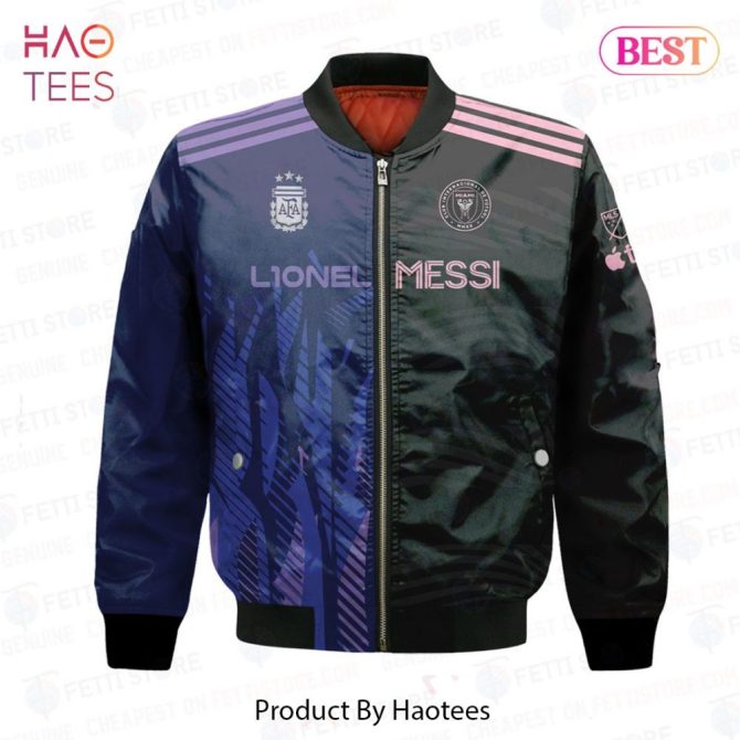 Hot Lionel Messi Inter Miami Argentina Away 3D Bomber Jacket - Image 2
