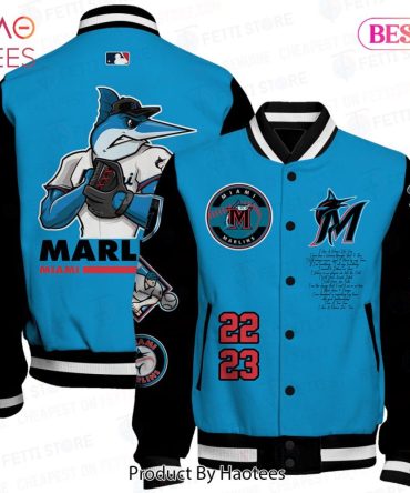 Miami Marlins Varsity Jacket - Blue & Black Baseball Fan Apparel, Sizes S-Xxl