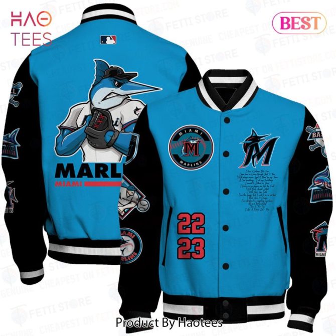 Miami Marlins Varsity Jacket - Stylish Blue Baseball Outerwear For Fans