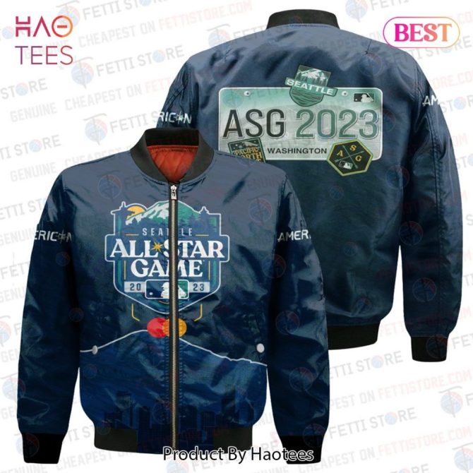 Hot Mlb All Star   Baseball Pattern Navy 3D Bomber Jacket