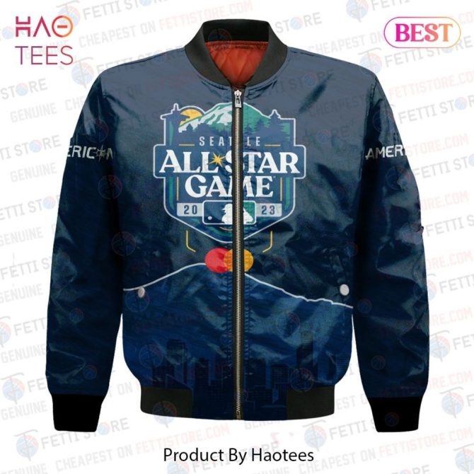 Hot Mlb All Star   Baseball Pattern Navy 3D Bomber Jacket - Image 2