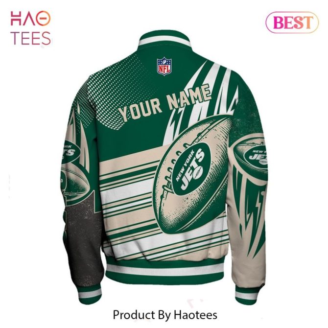 Custom New York Jets Nfl Bomber Jacket - Personalized Name & Number - Perfect Gift For Fans! - Image 3