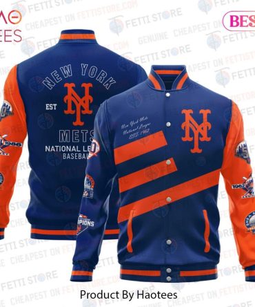 Ny Mets Varsity Jacket - Limited Edition Baseball Fan Gear, Bold Blue & Orange Design