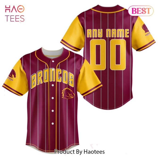 Customizable Broncos Baseball Jersey - Personalized Name & Number - Maroon/Gold - Perfect Gift!