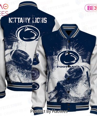 Nittany Lions Varsity Jacket – Stylish Blue & White Football Design, Perfect Gift!